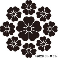 九曜桜の家紋情報 家紋検索no 1 家紋ドットネット 日本最大 家紋7 000種以上を掲載